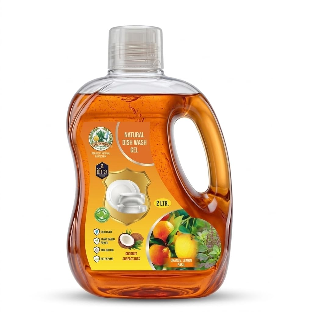 Natural Dish wash Liquid | 2 L Pack | Anti-Bacterial Formula | Orange Lemon Basil Freshness | Ecofriendly Dish Washing Liquid Gel | Tough Grease Removal | Leaves No Residue on Utensils-image-20
