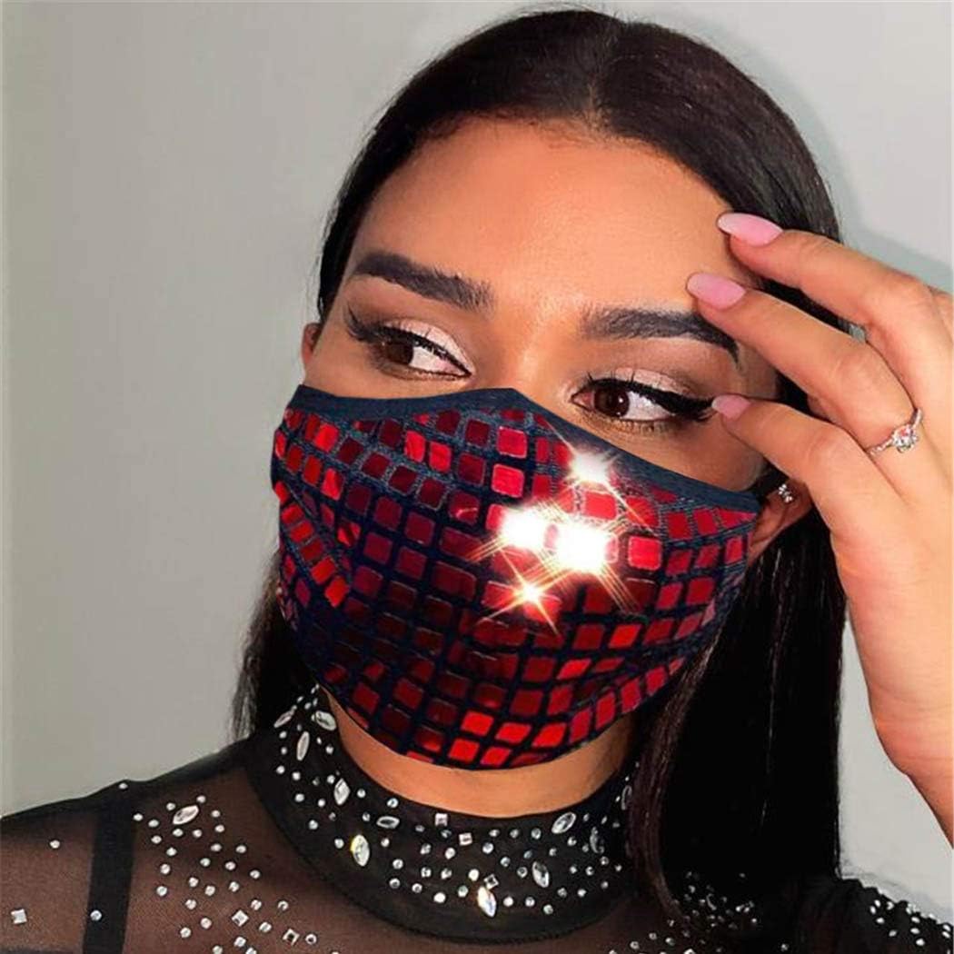 Urieo Sparkly Sequins Face Masks Red Bling Masks Fashion