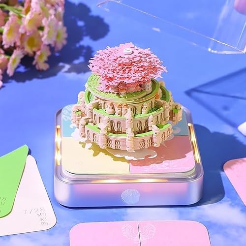 PDUHKO 3D Calendar 2025, Time Piece Calendar 2025, Tear Away 3D Art Calendar Memo Pad w Light, Creative Paper Carving Present Desktop Decor House Sculpture Gift for School Home Office(Castle in Sky)
