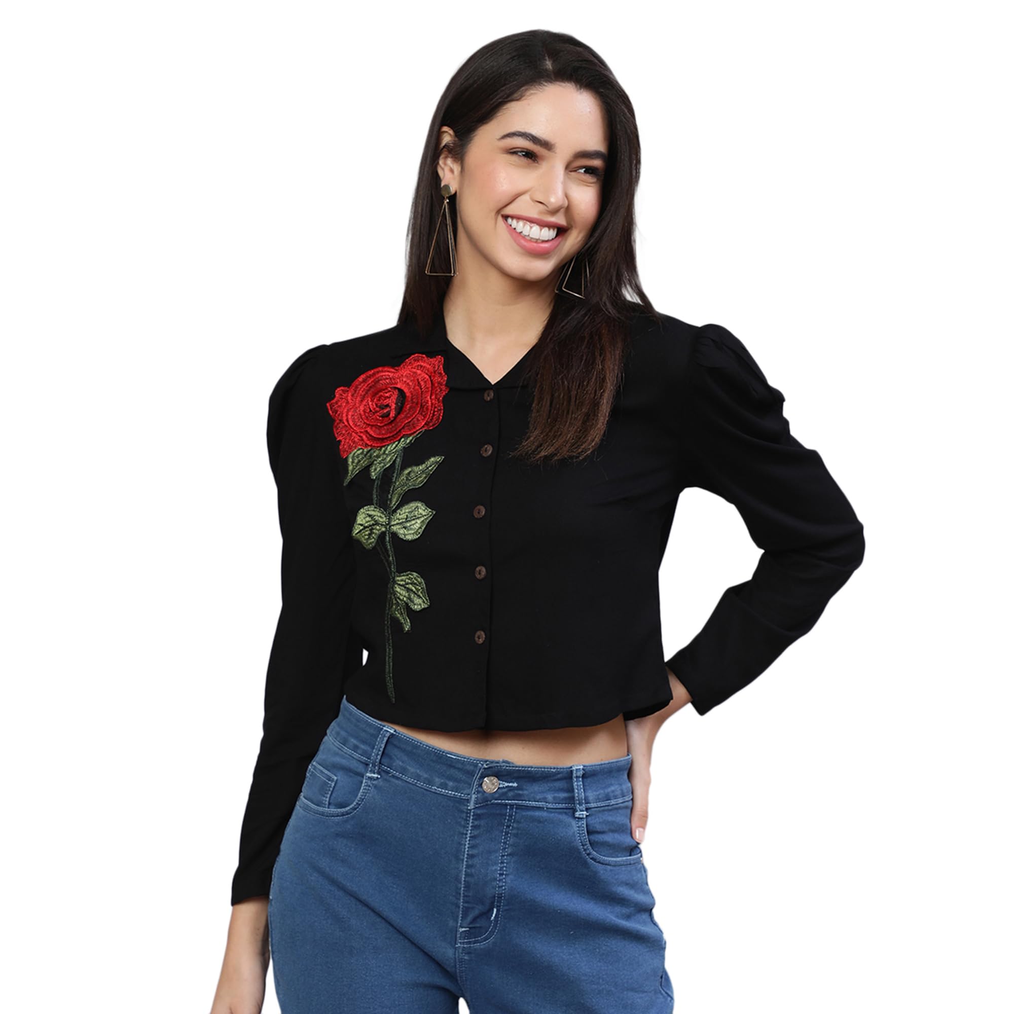 akimia Women Rayon Lapel Collar Shirt Style Top-picture-10
