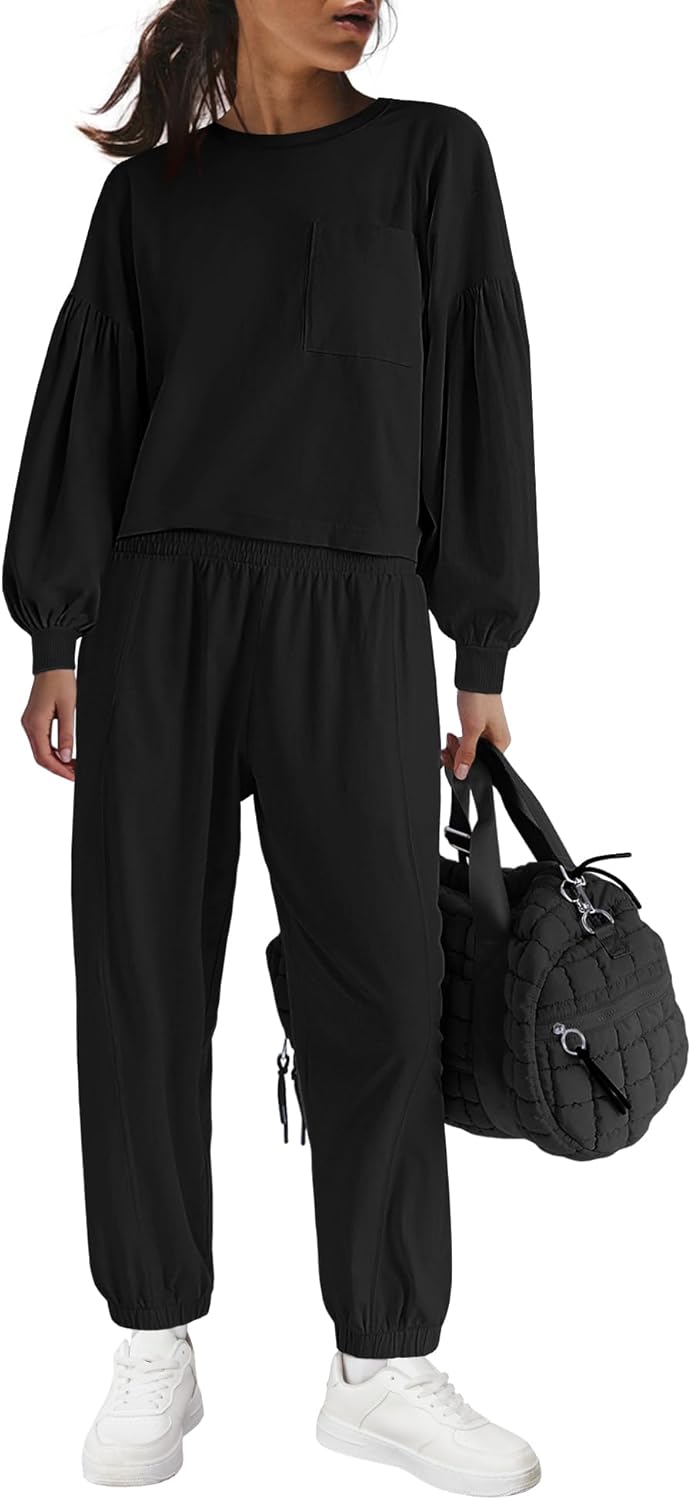 LAMISSCHE Womens Lounge Sets 2 Piece Outfits Matching Sets Long Sleeve Top Jogger Set Airport Travel Outfit Tracksuit - Image 3