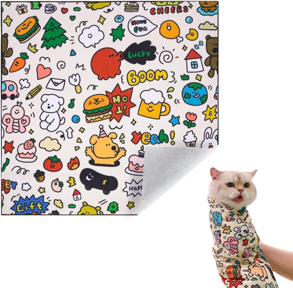 Image of Cat Grooming Wrap,Self-Adherent Anti-Bite, Anti-Scratch, Anti-Escape Calming Wrap, Nail Clipping- Multifunctional Pet(M (Within 11.1lbs))