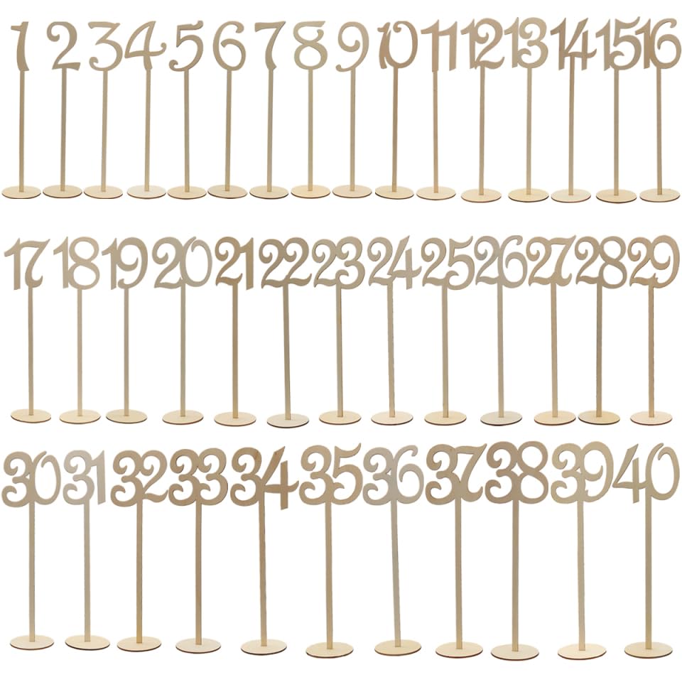 Numéros de table de mariage en bois avec base support pour décoration de salle de fête