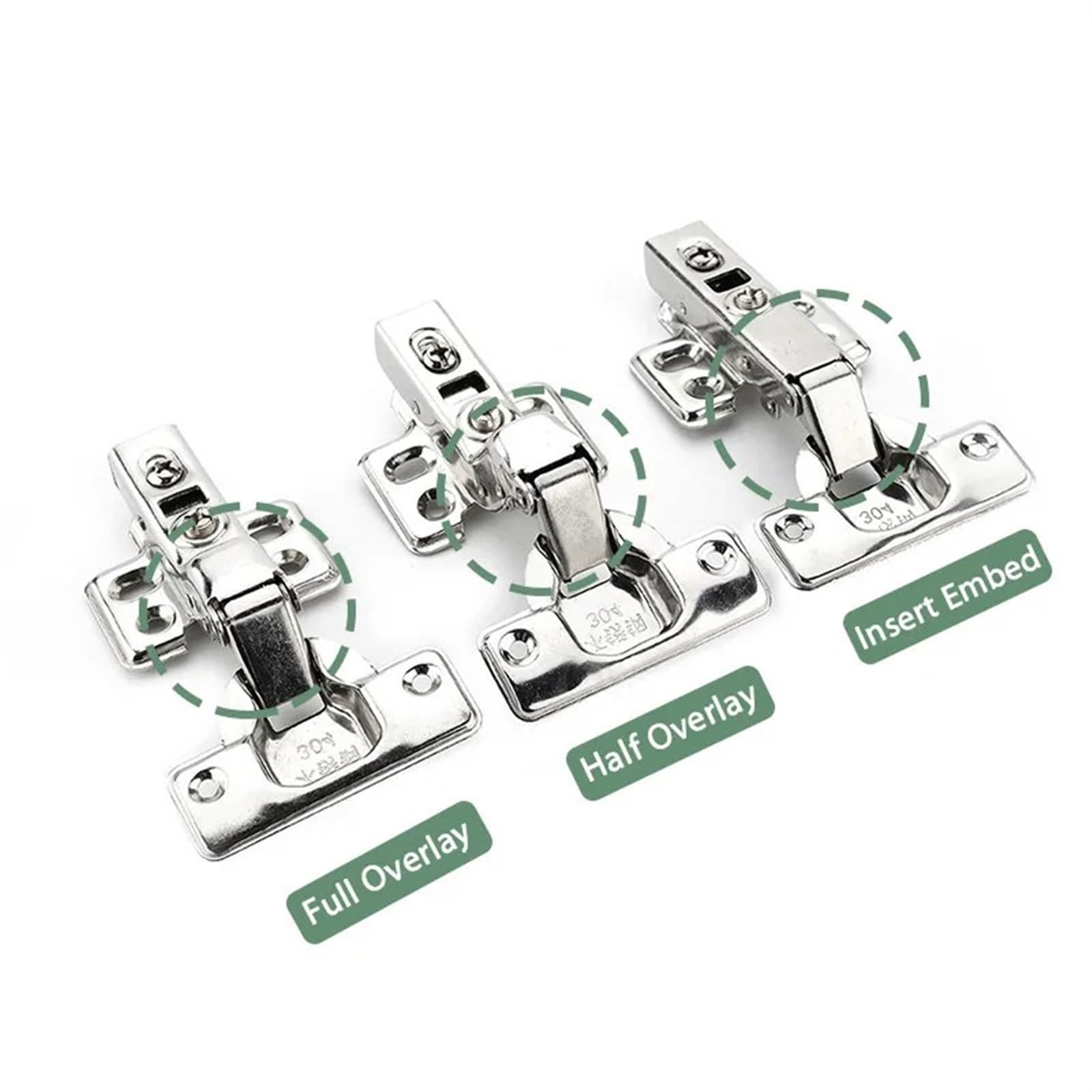 Zawias hydrauliczny ze stali nierdzewnej - 4/8/12 szt. NAIERDI serii C Zawias hydrauliczny z miękkim domykaniem do mebli, szafek i drzwi (12 x wkładka)