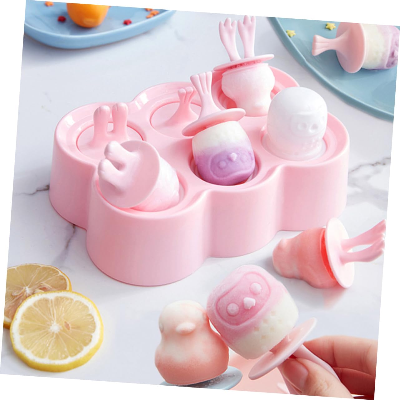 Moules à Glace en Silicone Réutilisables, 4 Pièces, Forme Animale, Légers et Faciles à Nettoyer pour Création DIY de Glaces Maison