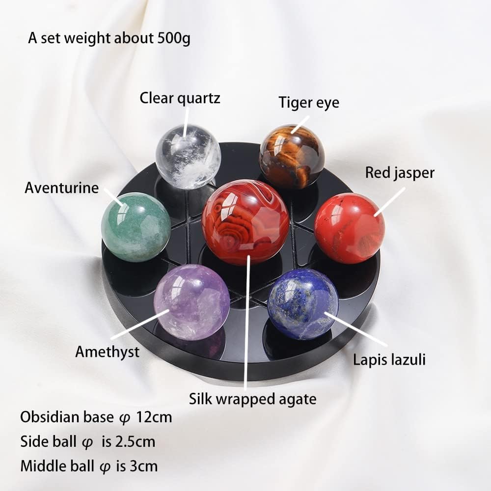 Crystal Stone Sphere Seven Crystal Ball Ornament Globe Trinket Decor Gifts Box Ornaments