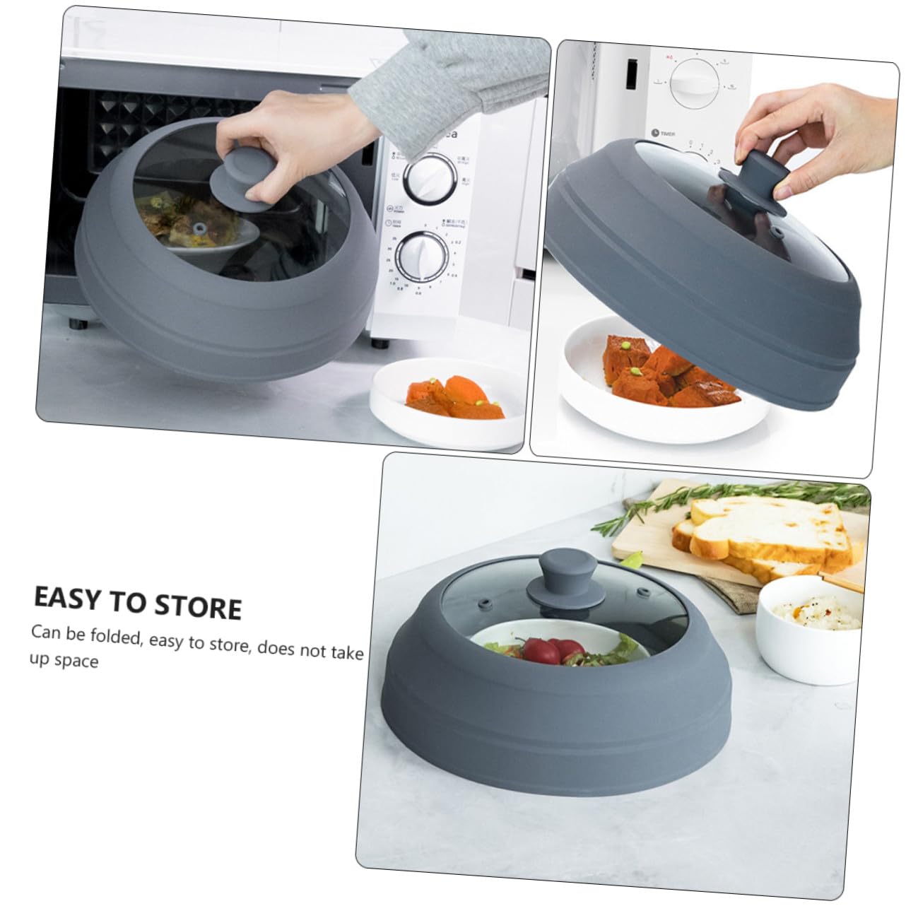 LIFKOME Spritzschutz aus Silikon und Glas Hitzebeständiger Mikrowellen für Ölbeständige Spülmaschinengeeignete Abdeckung Sicheres Kochen zu Hause