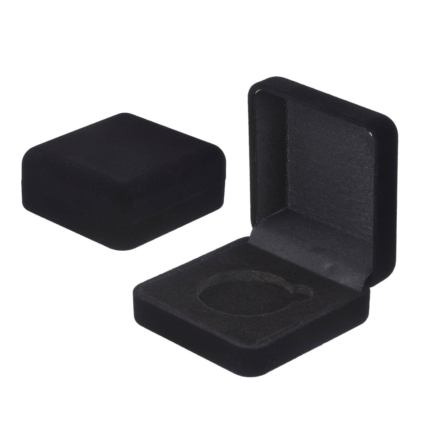 PATIKIL Velvet Challenge Coin Presentation Display Box, 38mm Coin Display Case Badge Gift Storage Protective Holder for Commemorative Medals Tokens Collection, Black