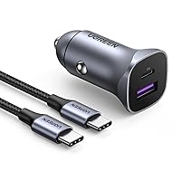 UGREEN Caricabatteria Auto 30W 2 Porte USB A/C, Caricatore Accendisigari Supporta