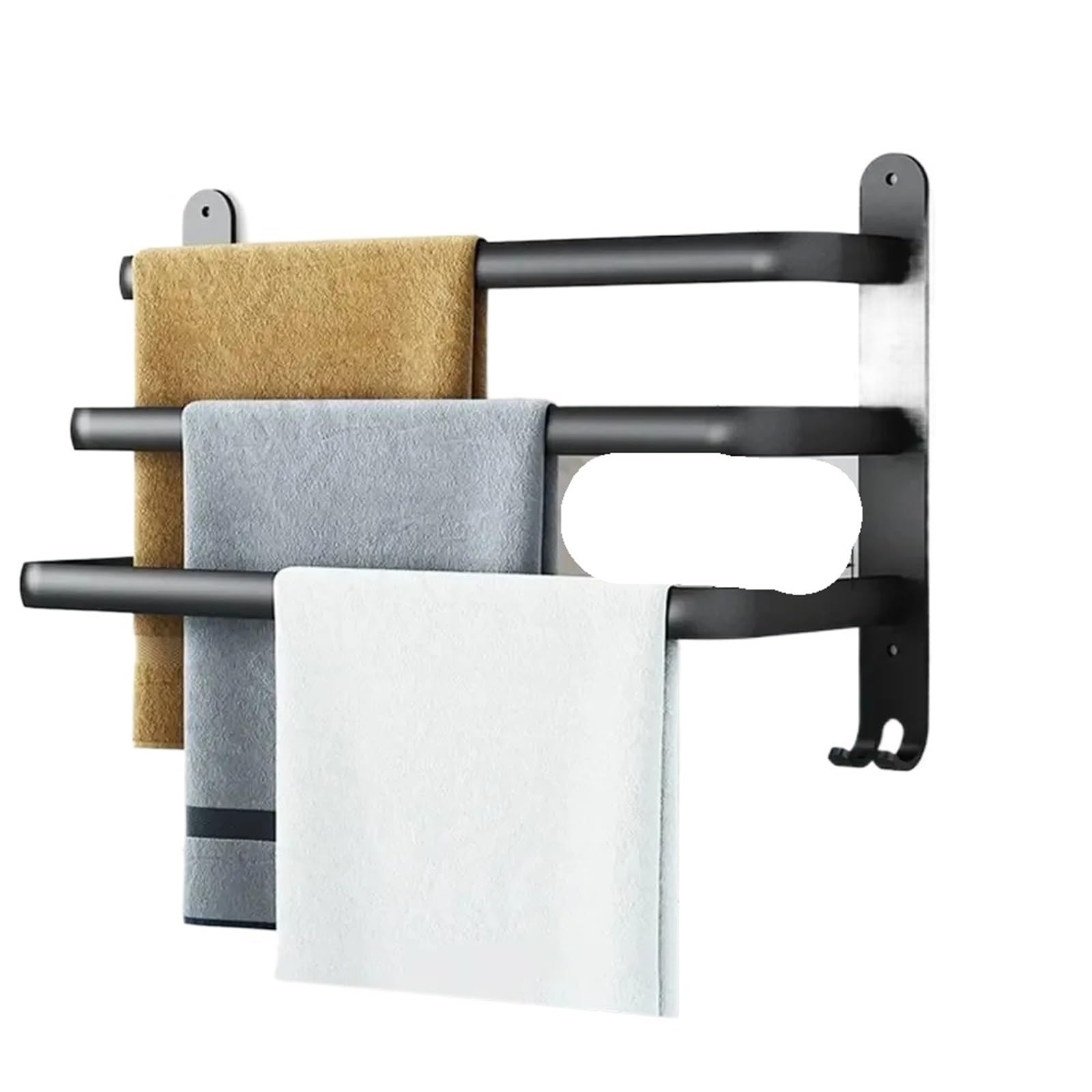 Aluminum Alloy Towel Rack With Hooks Wall Mount Storage Shelf Bathroom Accessories Holder(30cm-Three poles)
