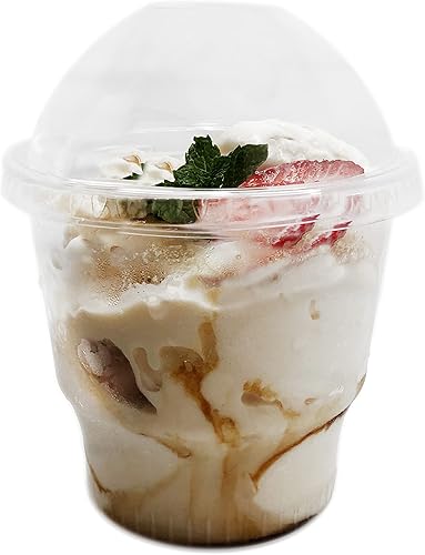 4ULIFE Tazas de helado de plástico transparente de 12 onzas tazas de postre tazas de yugo congelado tazas de parfait con tapas de cúpula sin agujero disponible en Yaxa Colombia