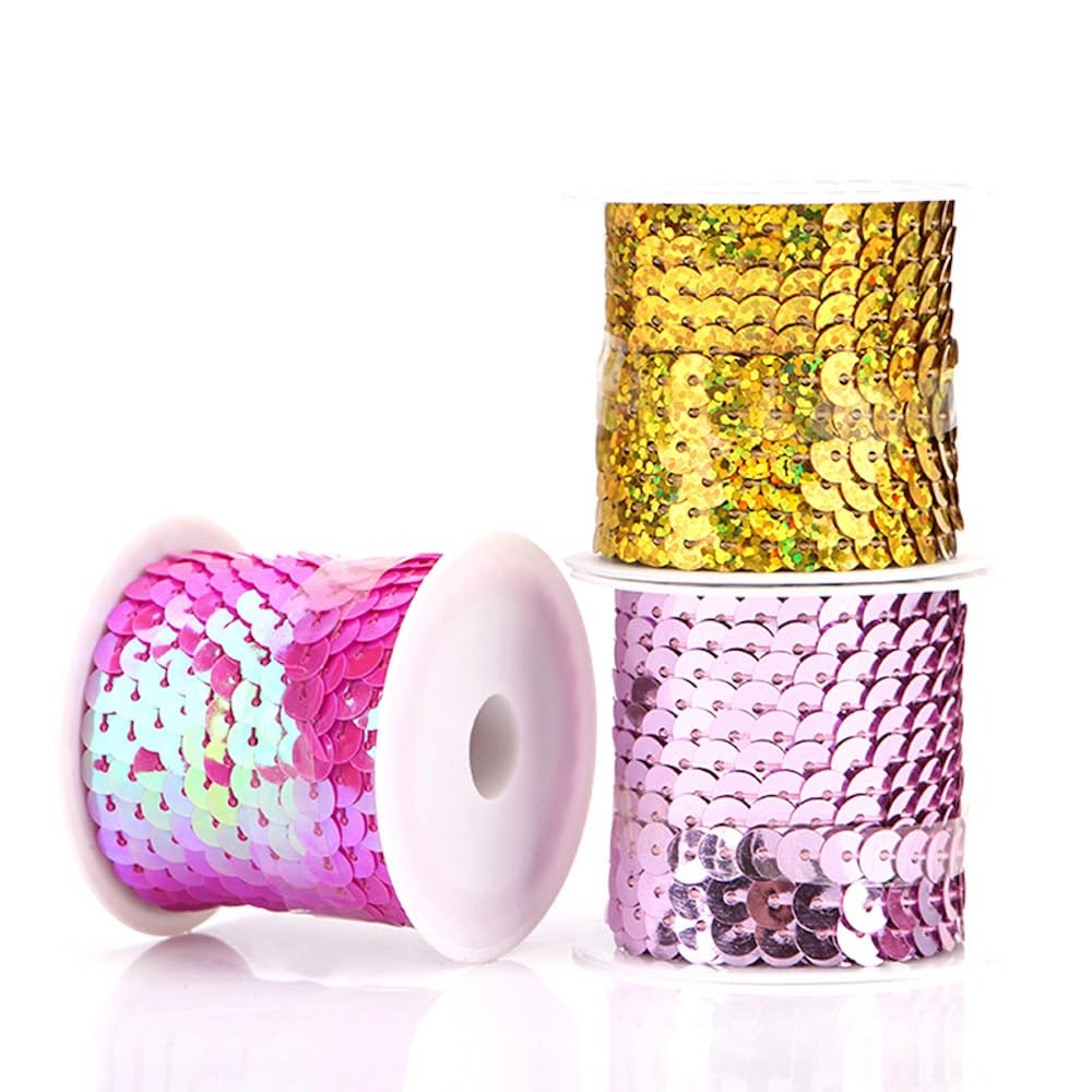 Hayaww 12 Yards 15 mm Pailletten Linten, Buikdansgordel Paillettenlint Paillette Paillette Trim Paillettenlint Glitter Lint van Decoratief Lint voor DIY Naaien Kostuums Handwerk Versieringen (Goud