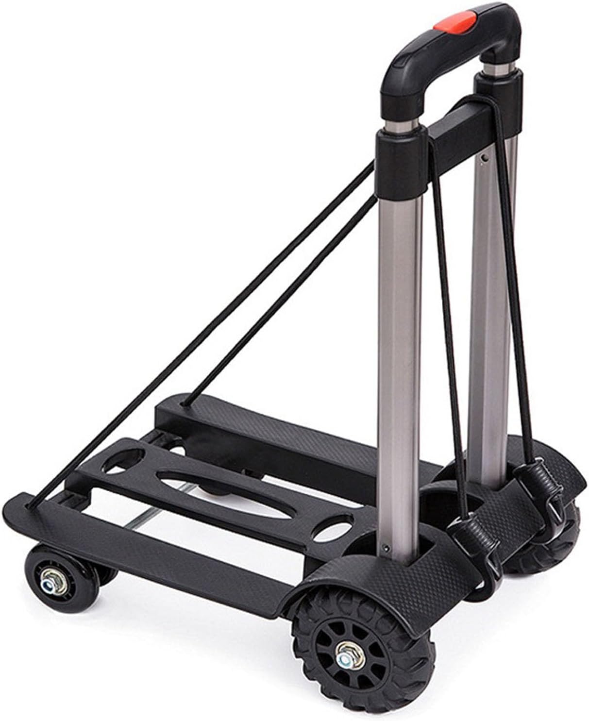 4 Wheels Folding Trolley, Luggage Cart with Aluminum Alloy, Labor Saving, Low Noise, Easy to Use for Shopping, Traveling
