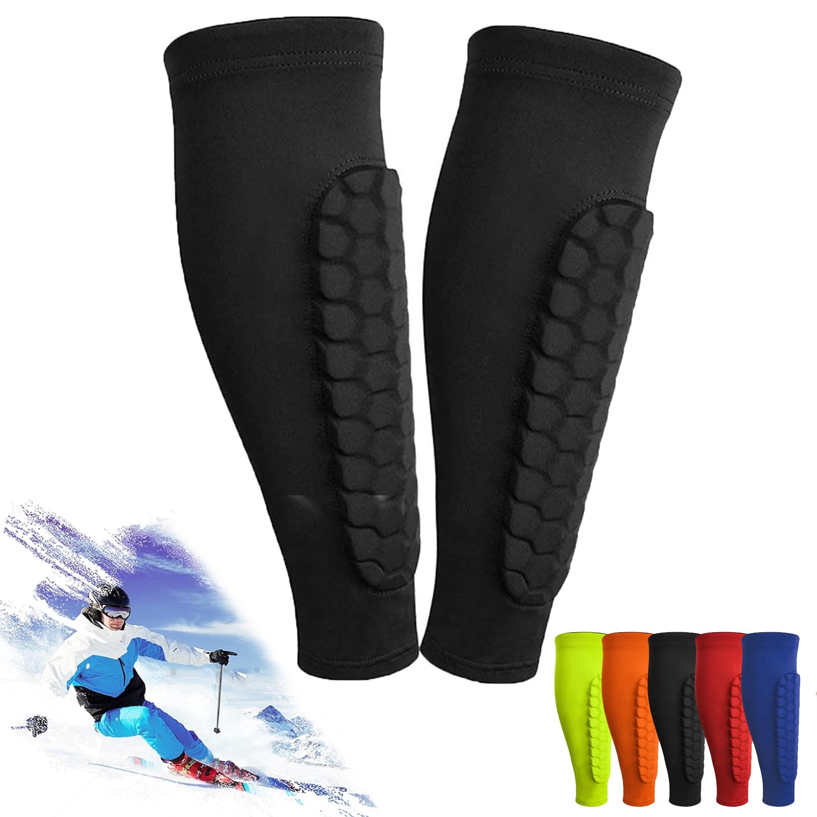 Achilles Shinbang Shields, Frost Armours Ski Shields, Shin Defender Shin Guards, Ski Shin Guards, Shindefender Shin Guards, Soccer Shin Guard, Shin Guards Soccer Adult for Sports (Black, M)