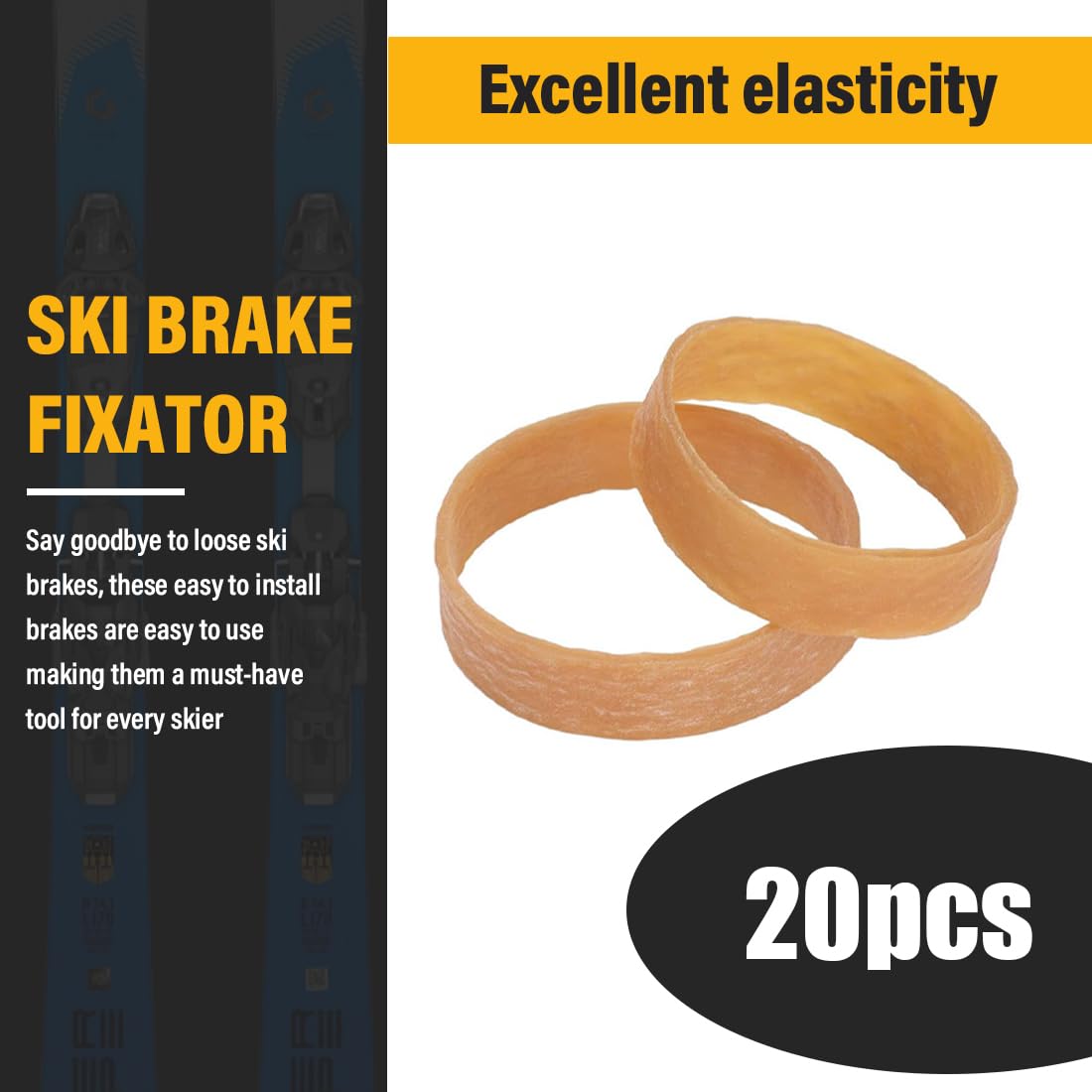 WUSJCOF Lot de 20 Attaches de Frein de Ski en Caoutchouc - Stop Frein pour Fixations de Ski