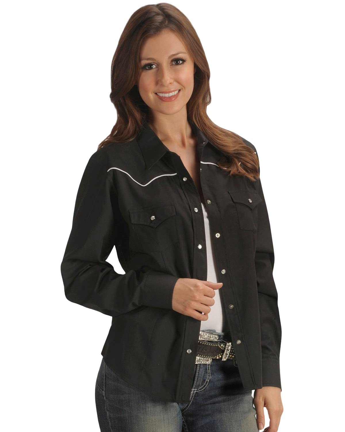 ELY Cattleman Womens Long Sleeve Western Shirt with Contrast Piping