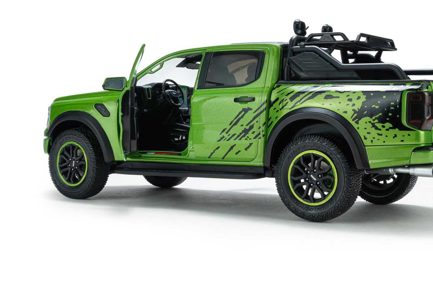Solido Ford Ranger Raptor 1:18 Grün | Detailgetreues Diecast Modellauto,Pick-up mit Offroad-Optik, Metallkarosserie und kraftvoller Linienführung, für Sammler