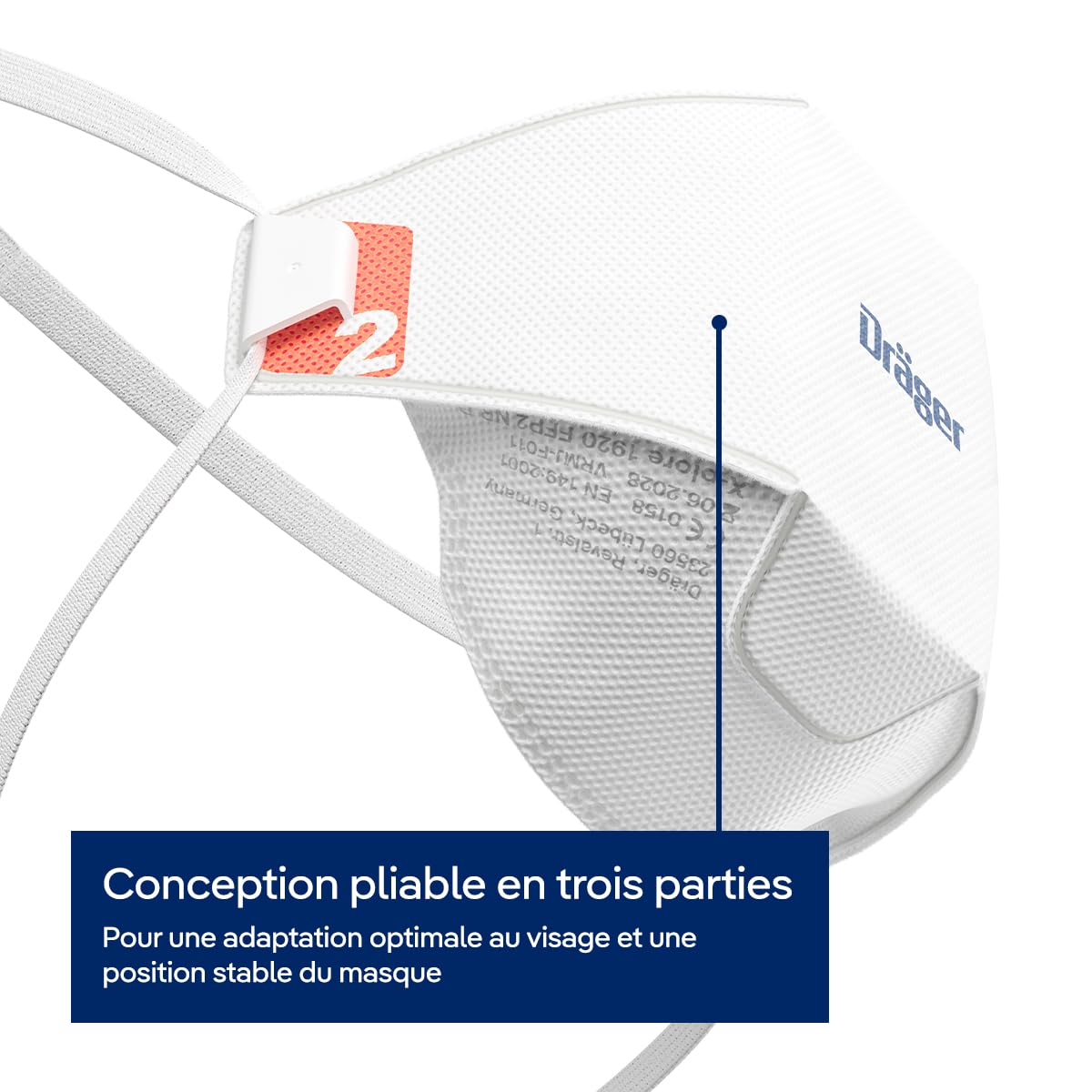 Dräger X-plore 1920 Masque FFP2 contre la poussière et les particules fines, Masque de protection respiratoire jetable certifié CE