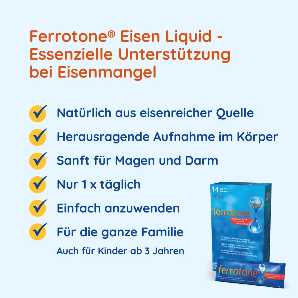 Eisen Liquid Vorteils-Set 3x14 Stück – Bei Eisenmangel & Müdigkeit – Natürliche Eisenquelle – Hohe Bioverfügbarkeit & Besser Verträglich als Hochdosierte Eisentabletten – Vegan – 14x20ml