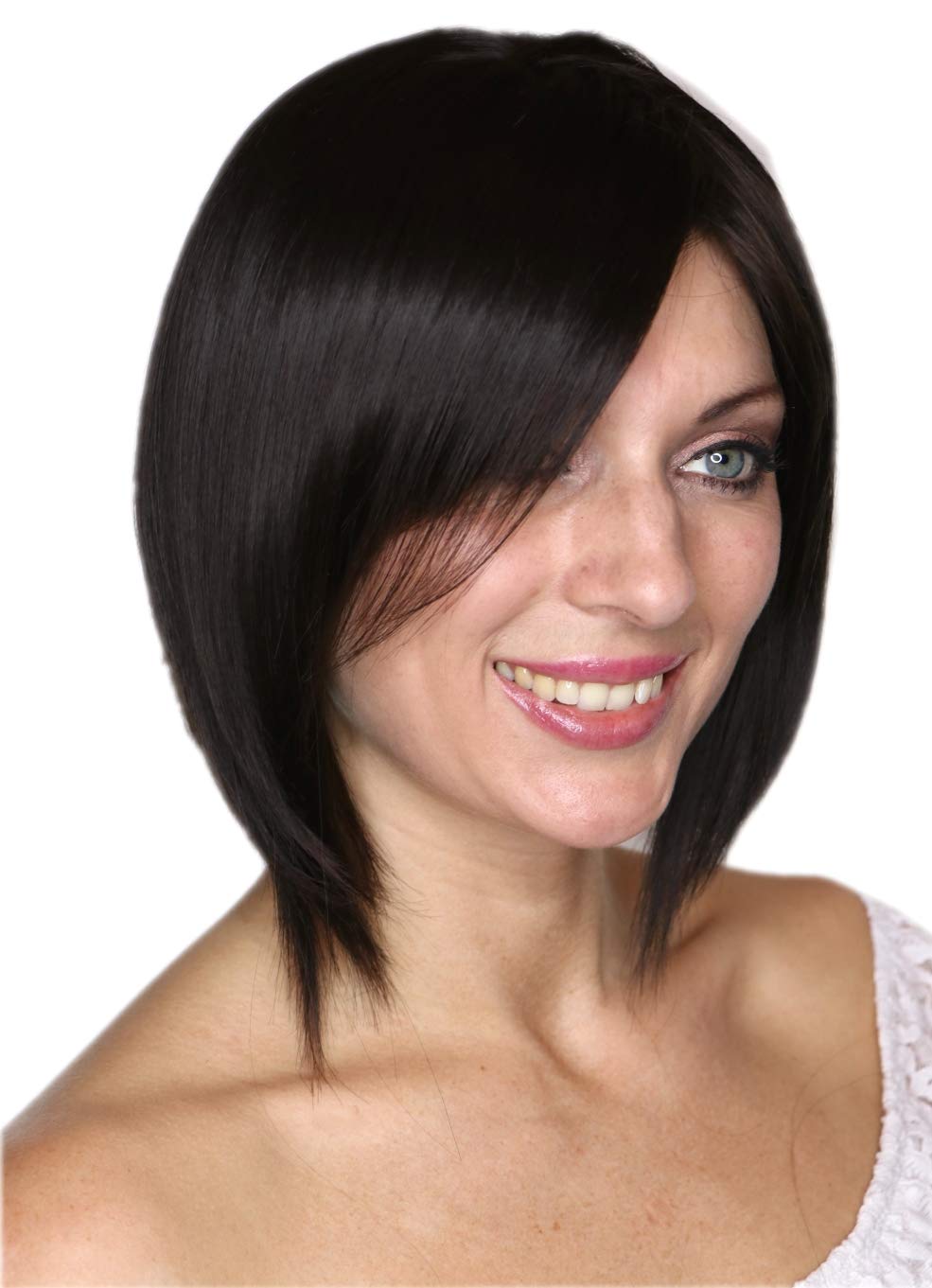 Prettyland Parrucca da donna liscia corta opaco naturale caschetto Bob per la vita di tutti i giorn marrone-nero C353