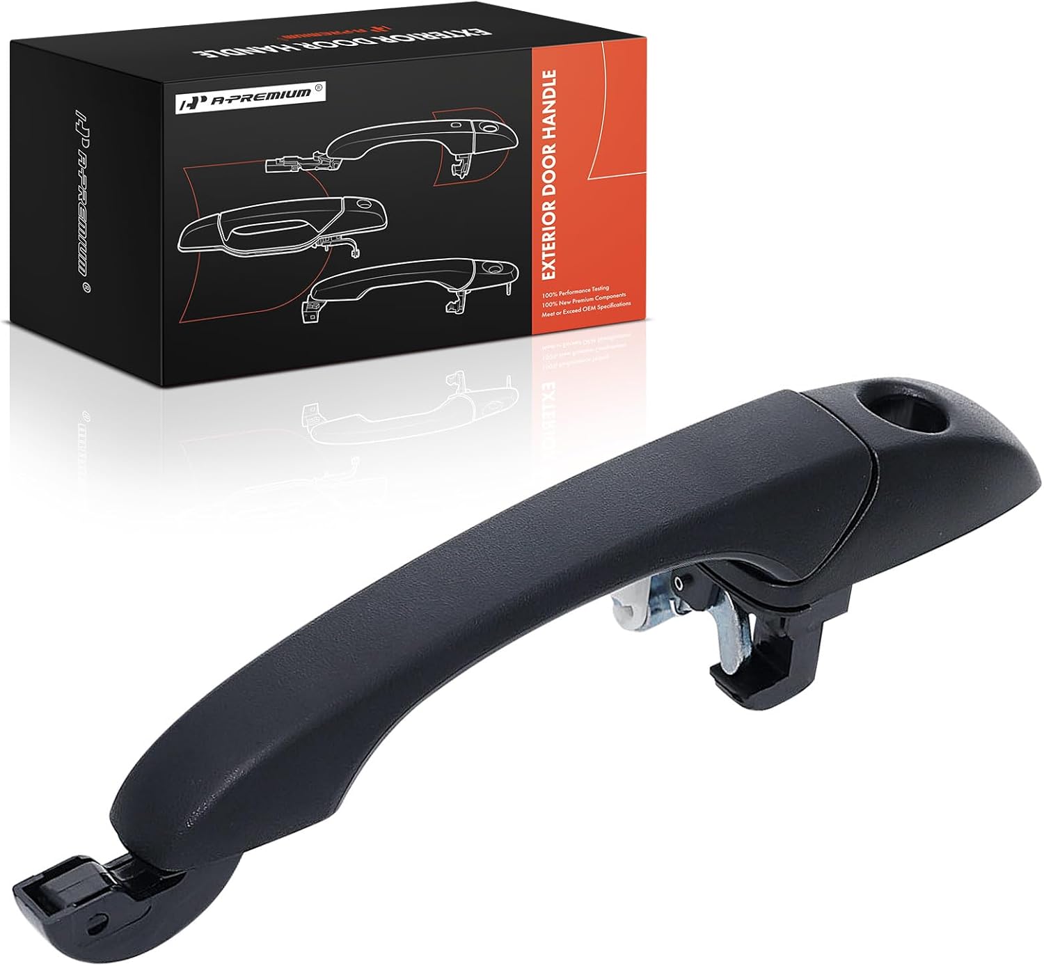 A-Premium Front Driver Side Exterior Door Handle w/Keyhole Compatible with Dodge Grand Caravan, Journey, Avenger & Chrysler Town & Country, 200, Sebring & Volkswagen Routan & Ram C/V, Textured Black