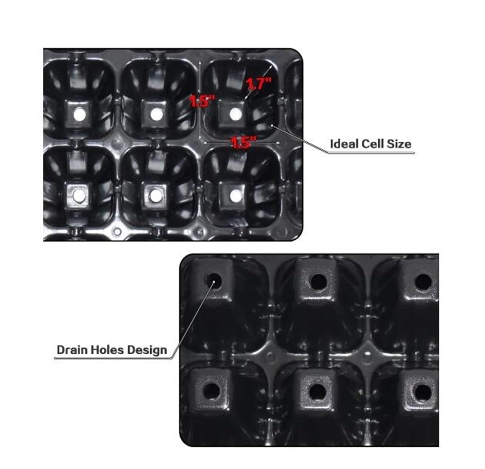 Lot de 5 plateaux de démarrage pour semis de plantes avec 72 cellules Idéal pour la germination des graines et les pots de fleurs (72 trous)