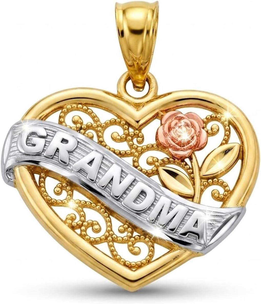 Charm America - Gold Grandma Banner in Heart Charm - 10 Karat Solid Gold