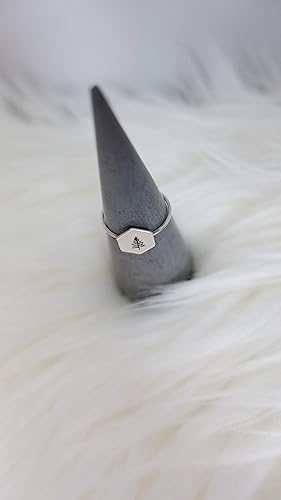 Miniatura 7 de Hexagon Nature Ring • Dainty Sterling Silver or Gold-Filled Ring • Tiny Stack Ring • Hike Jewelry • Ocean Wave, Evergreen, Mountain Ring