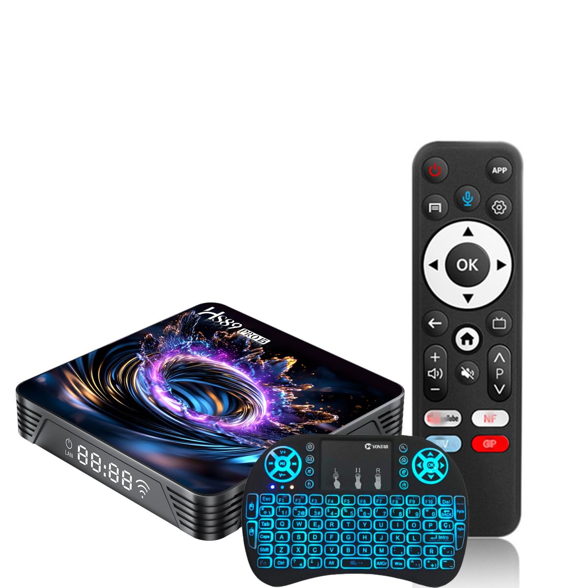 CHROX Android 14.0 Smart Box, RK3539 Quad-Core 64Bit ARM Corter-A53 CPU 8K Output BT5.0 2.4Ghz/5Ghz Wifi 100M LAN Enternet with Wireless Mini Keyboard,2GB+16GB
