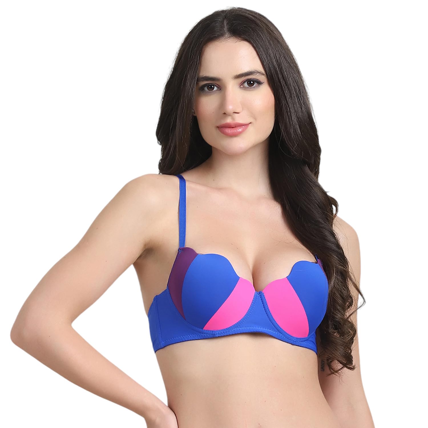quttos PrettyCat Lightly Padded Underwired Scalloped Sexy Plunge Bra-picture-4