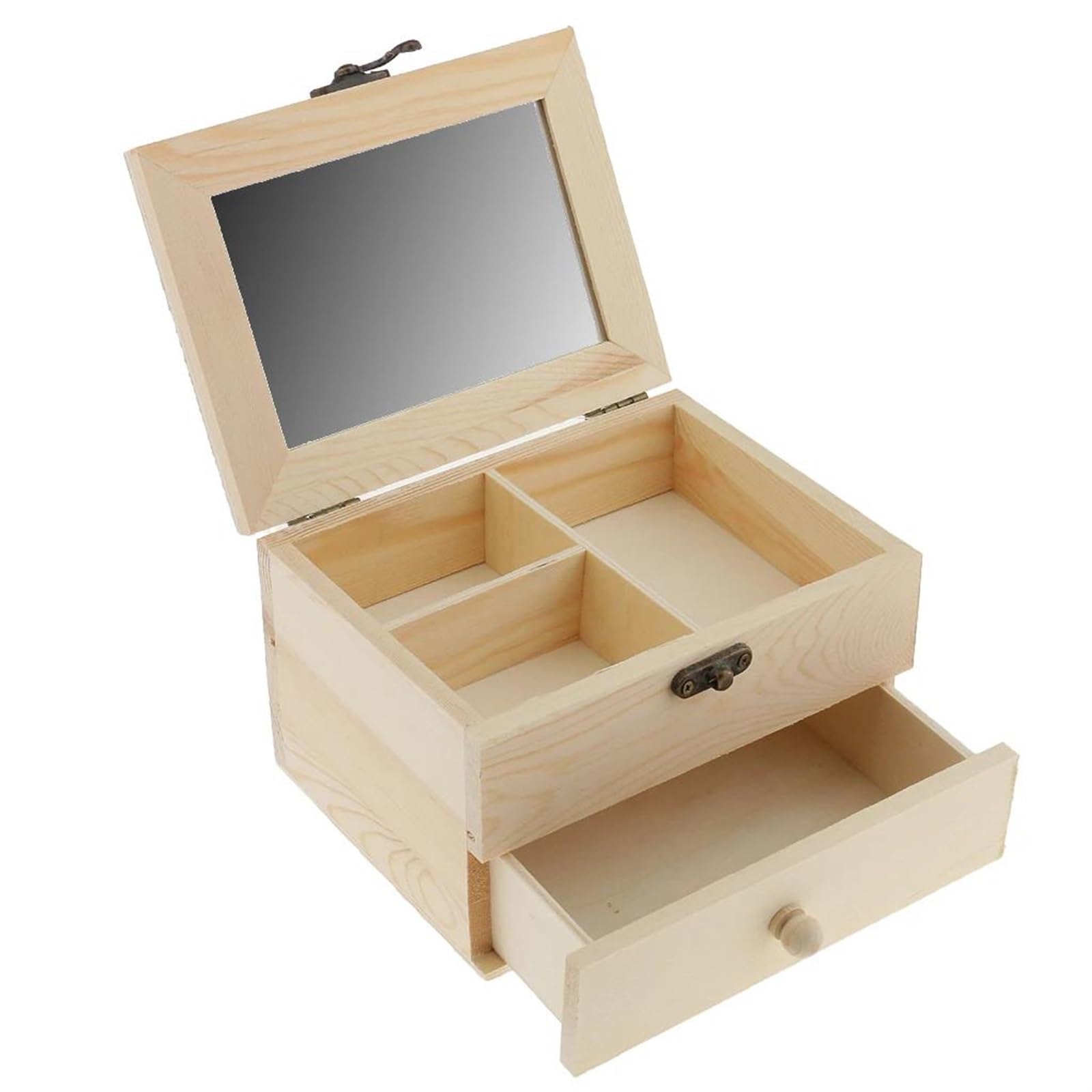 Schmuckkästchen Schmuck Organizer Aus Unlackiertem Holz Klassische Schmuckschatulle Mit Schublade Makeup Organizers