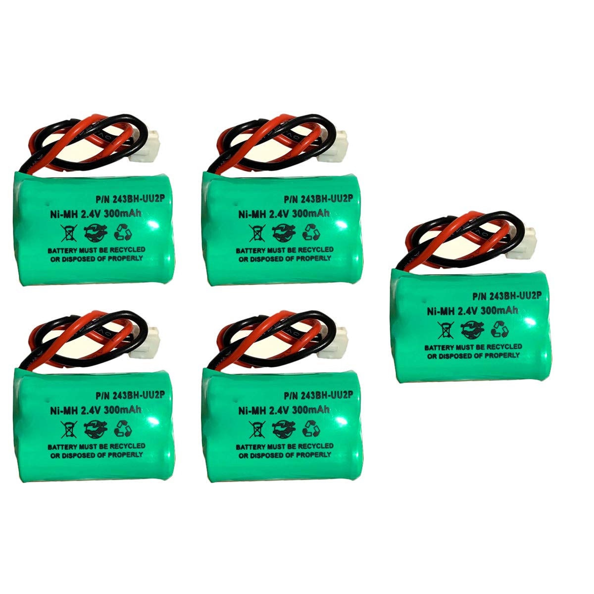 (5 Pack) 232020 Battery SERVERPASS B11550 PAGSPVTFPB Pager 450 46785 2.4v 300mAh Ni-MH Battery Pack