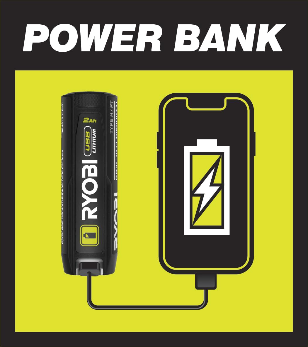 RYOBI Cisaille à Gazon et Sculpteur de Végétaux 4V USB Lithium RY4CGSA-120 – Taille Buis, Bordures, Topiaires et Petits Arbustes, Lames Interchangeables, Batterie 2,0 Ah USB-C Incluse