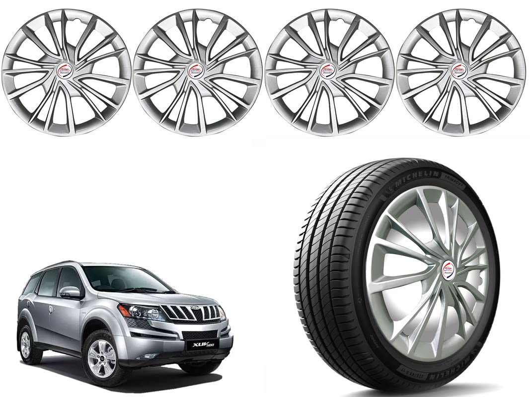 Auto Pearl - 17 Inch (R17) | Set of 4 Pcs | Press Type Hubcap Wheel Cover Replacements for OEM Steel Wheels PP Material with Retention Ring |Compatible with XUV 500 2015 Onwards |Color:- Silver-image-4