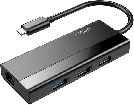 VAVA 4-in-1 USB C to Ethernet Adapter, 3USB 3.0 Ports USB C Hub, 1Gbps RJ45 Gigabit Ethernet LAN Network Adapter for MacBook Pro 2019/2018/2017, MacBook Air 2018, Surface Book 2 and More