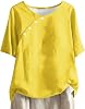 Women Cotton Linen Causal Tops 2024 Short Sleeve Button Decor Summer Blouses Summer Shirts Boho Gauze Clothing