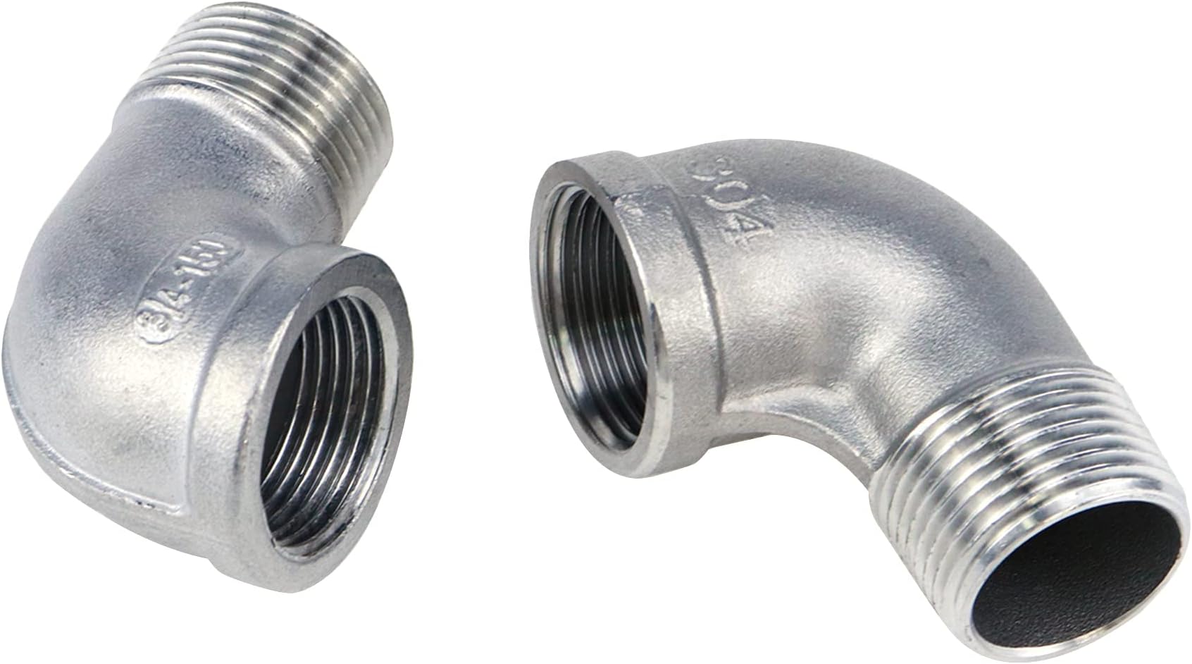 Sydien 90 Degree Elbow 3/4" NPT Threaded Pipe Fitting Female x Male,Stainless Steel 304 (2 pcs)