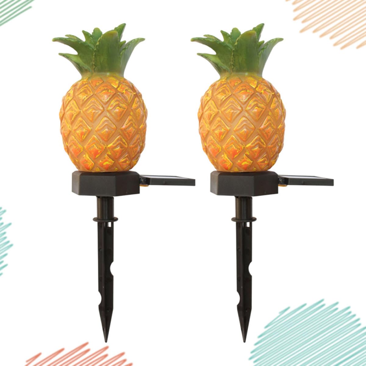 Solarbetriebene Ananas Landschaftslampe 2 Stück aus Silikon Gelb