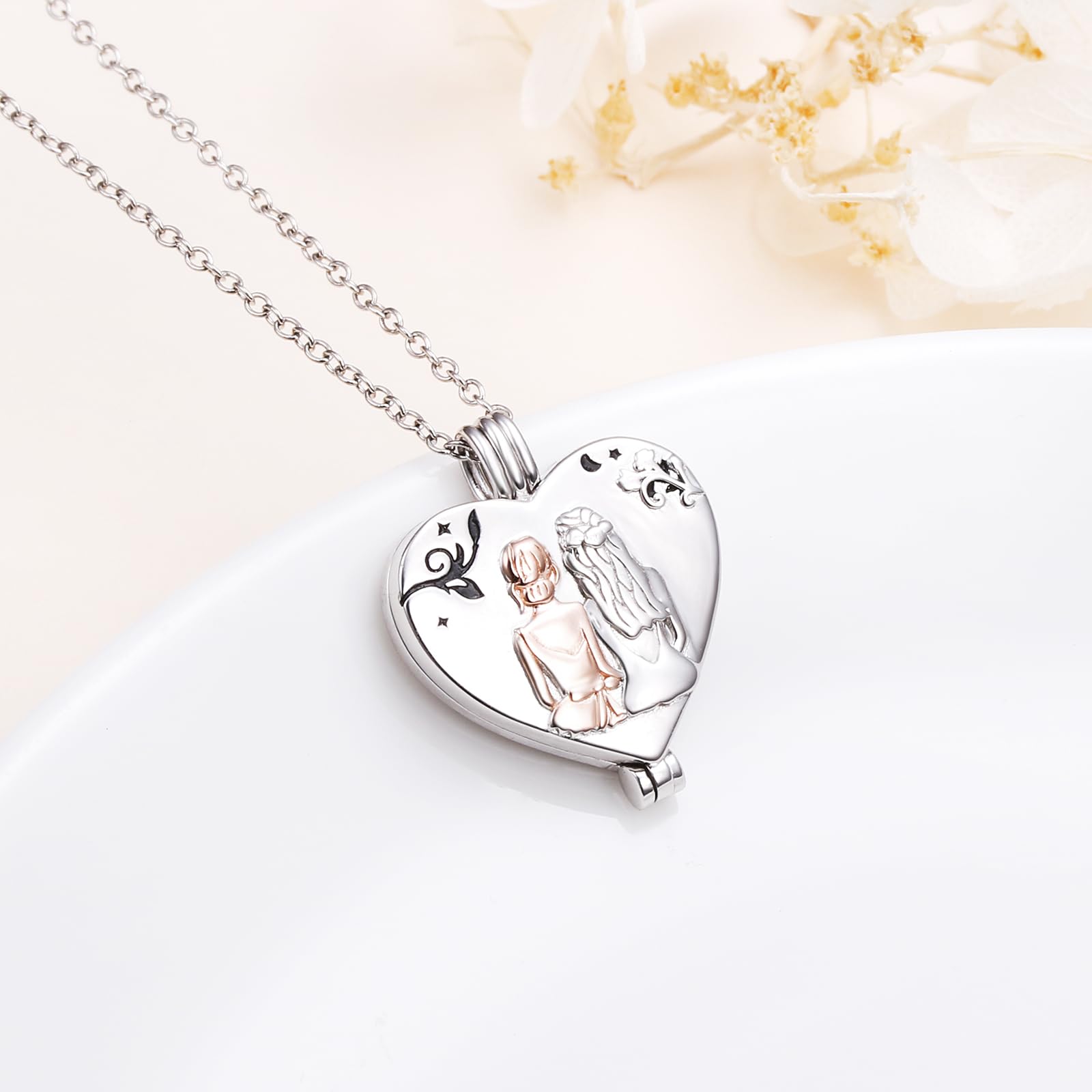 Ciondolo con foto medaglione con immagine in argento Sterling 925 amore cuore collana sorelle/girasole/madre figlia ricordo memoria ciondolo immagini medaglione catena promemoria regali per le