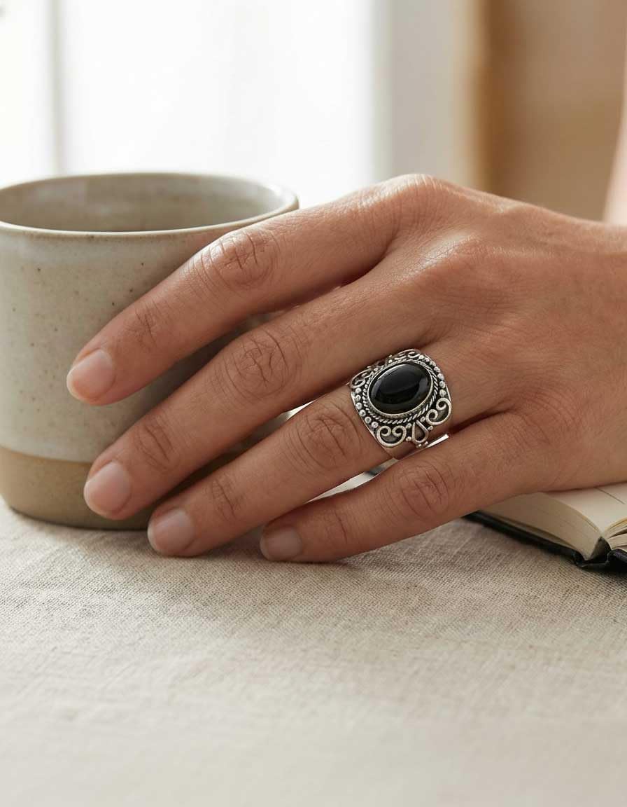 Amethyst, Labradorite, Rose Quartz, Tiger Eye Oval Handmade Ring 925 Sterling Silver Plated Boho Natural Gemstone Jewelry For Women