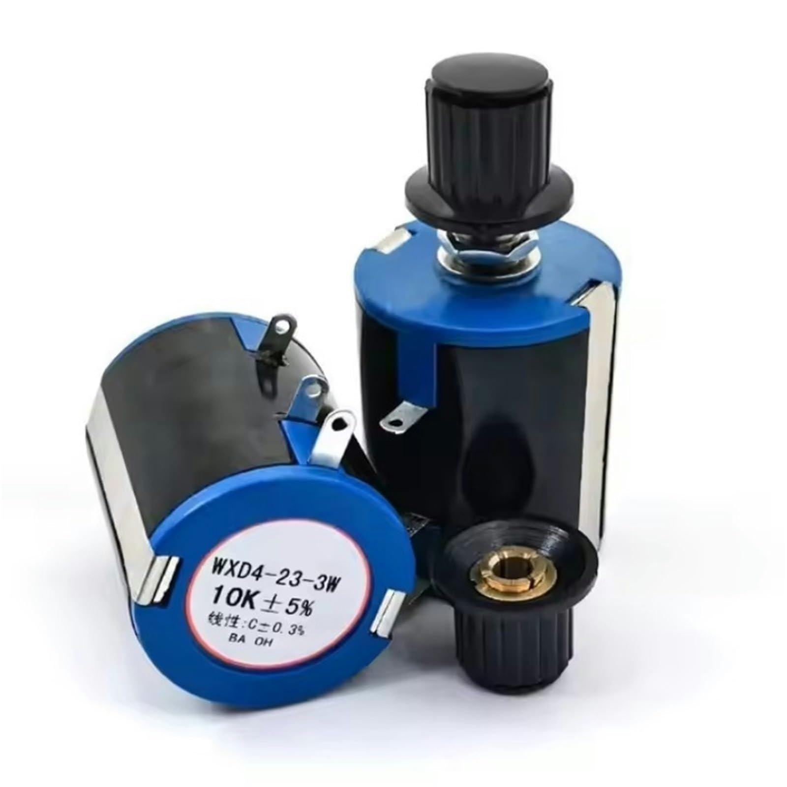 potenziometro a filo avvolto, WXD4-23 Potenziometro rotativo a filo avvolto multigiro 10Kohm 3W - Reostato di controllo albero da 6mm （1 pz(10K)