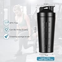 AOGOE Rozsdamentes Acél Protein Shaker 900ml - Sportos Fitnesz Palack Mérlegekkel, Szivárgásmentes BPA Mentes 2