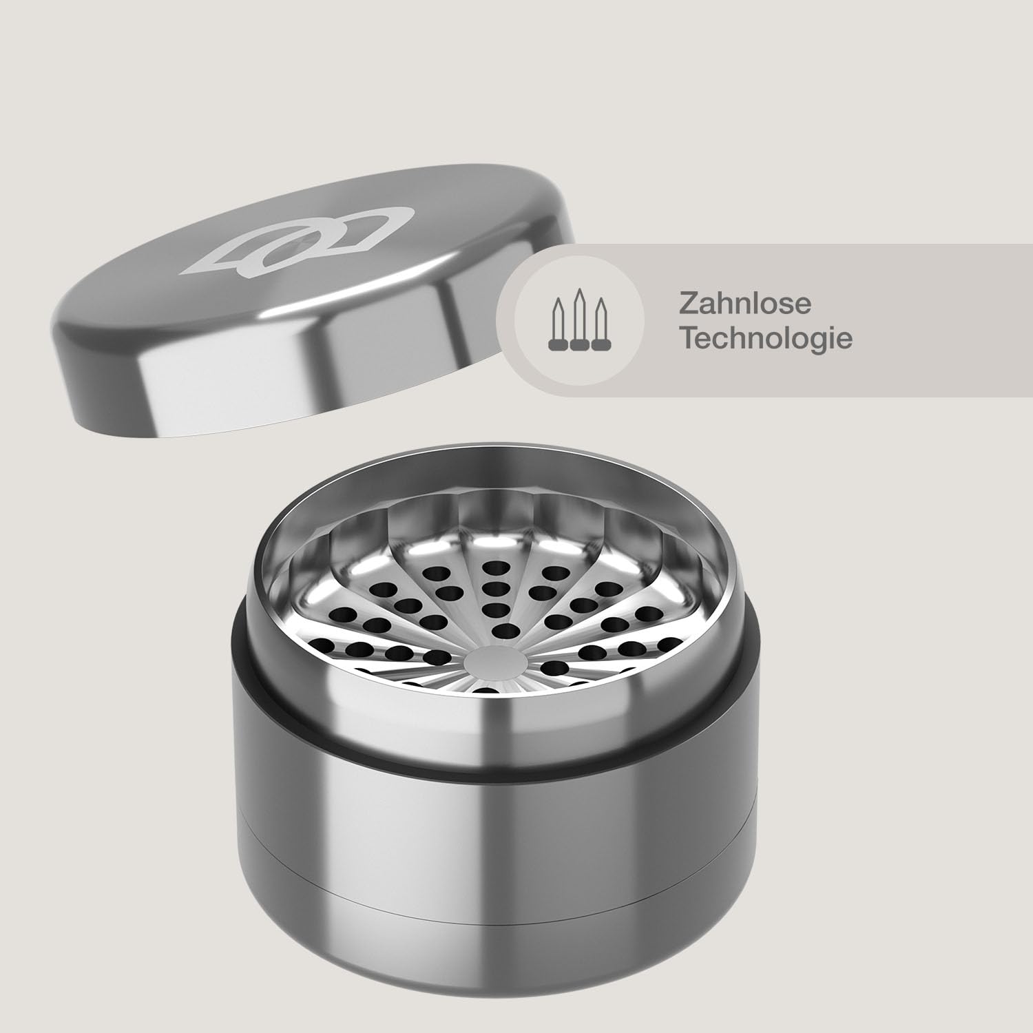 Bloomint Apollo toothless Grinder Edelstahl, 63 mm, 4-Teiliger Premium Grinder zahnlos - Für Kräuter, Gewürze und Herb, Crusher mit Pollenfach