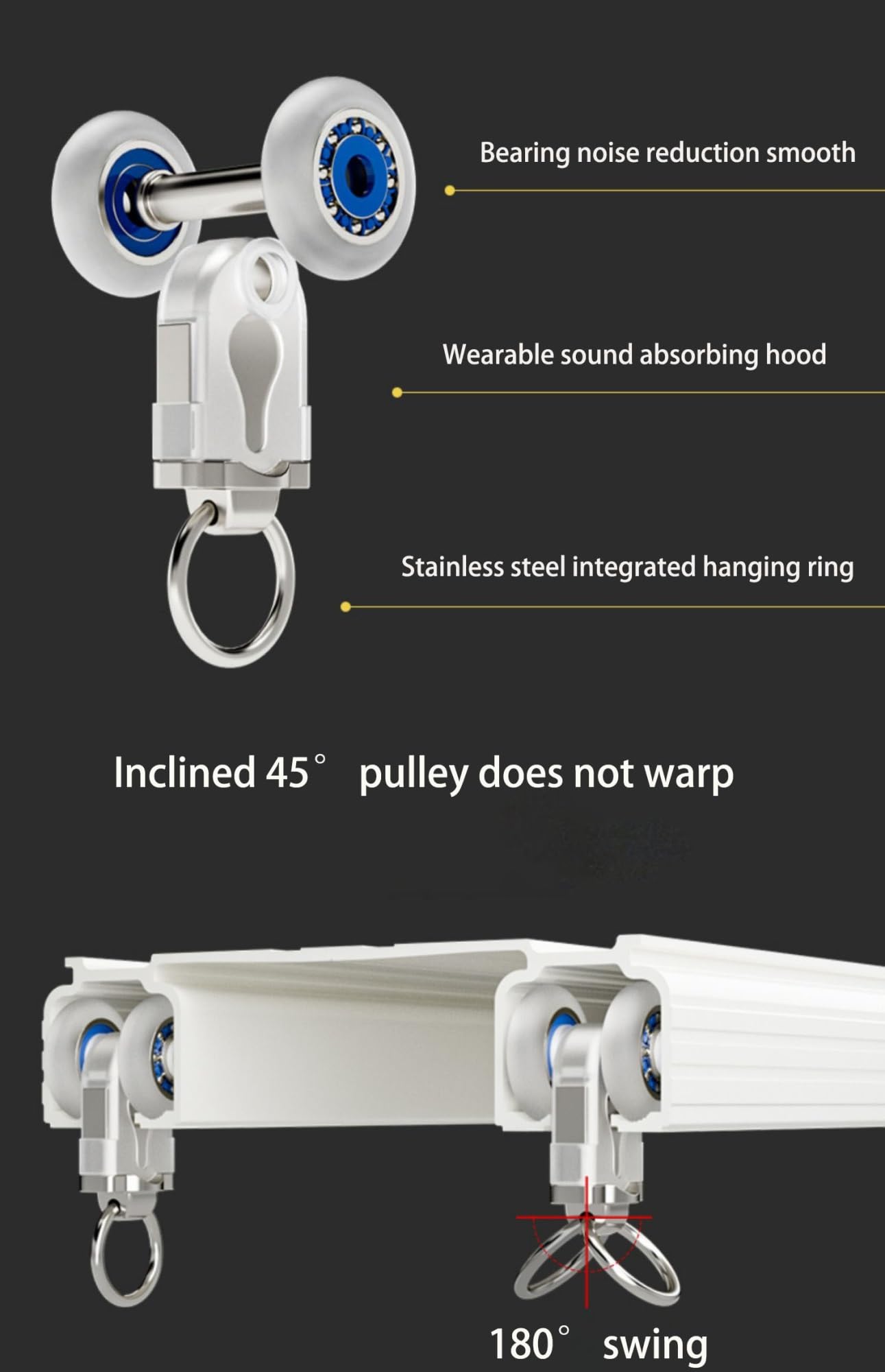 Aluminium-Schienensystem, 1,2 m, Doppelschienen-Deckenhalterung für As, ideal für Balkone, Büros und Hotels, weiß, vielseitig und
