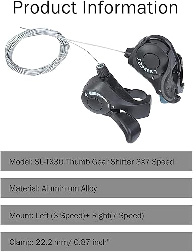 Miniatura 2 de Cambiadores de bicicleta, un par de bicicletas de montaña al aire libre, palanca de cambios de pulgar 3X7, palanca de cambios de velocidad TX-30 y