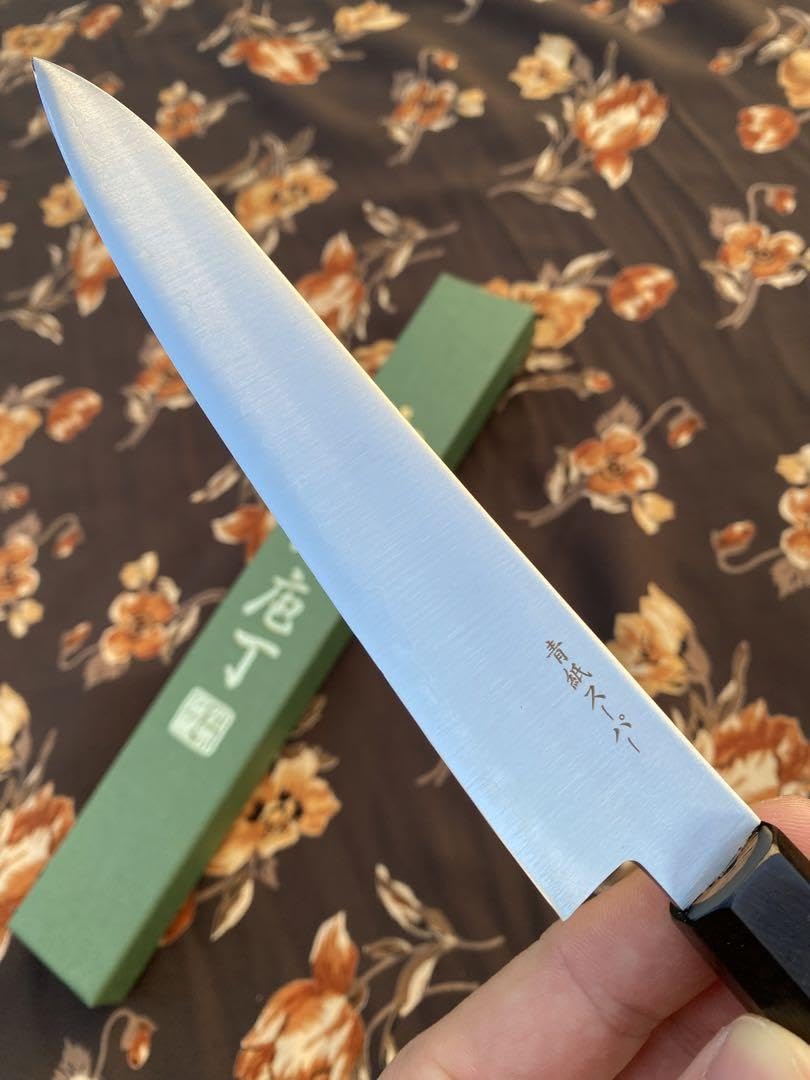 Amazon.co.jp: ペティ 150mm 寛丈作 青紙スーパー 黒檀八角柄 Aogami 