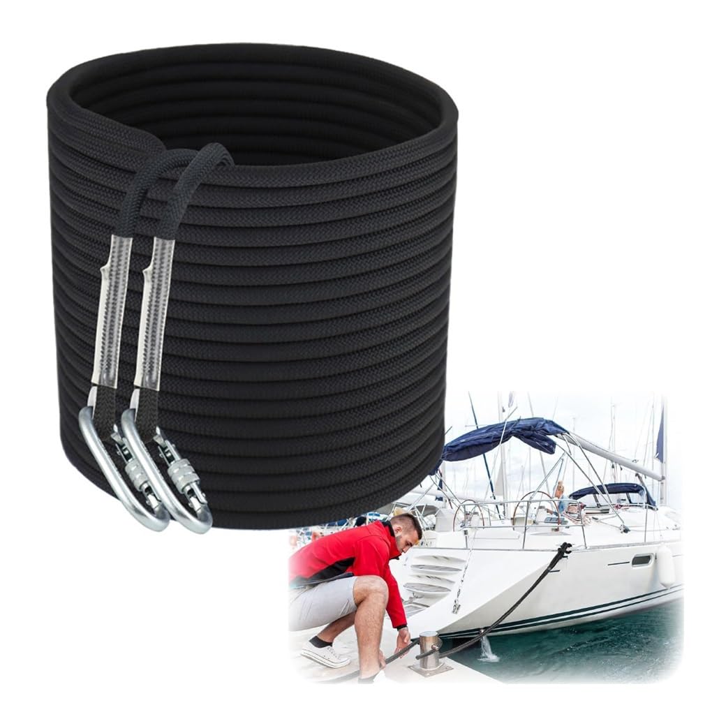 VERIDIANFLOW Nylon Mooring Boat Rope Three-Braided Nylon Dock Line 5-100m Low Stretch Soft Weatherproof for Boat Kayak Yacht(14mm,10m)