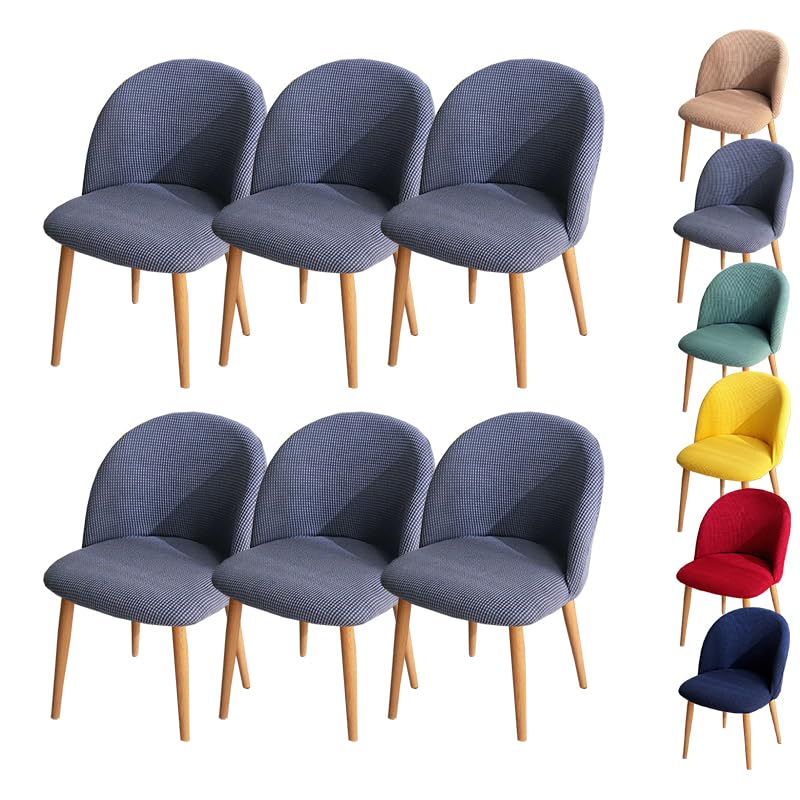 LinFortune Housse de Chaise à Dossier Incurvé Moderne Extensible Housse de Tabouret Ronde pour Salle à Manger Salon Hôtel Gris 6 Pièces