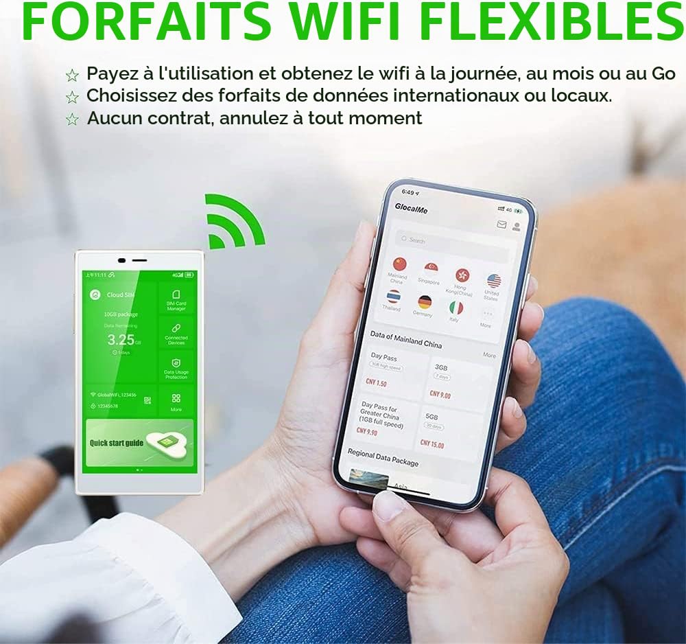 GlocalMe G4 Pro Routeur Mobile 4G, WI-FI Hotspot, Aucune Carte SIM nécessaire, avec 1Go Données Globales, Application GlocalMe conviviale, Couvrant de 140+ Pays et régions (Blanc)