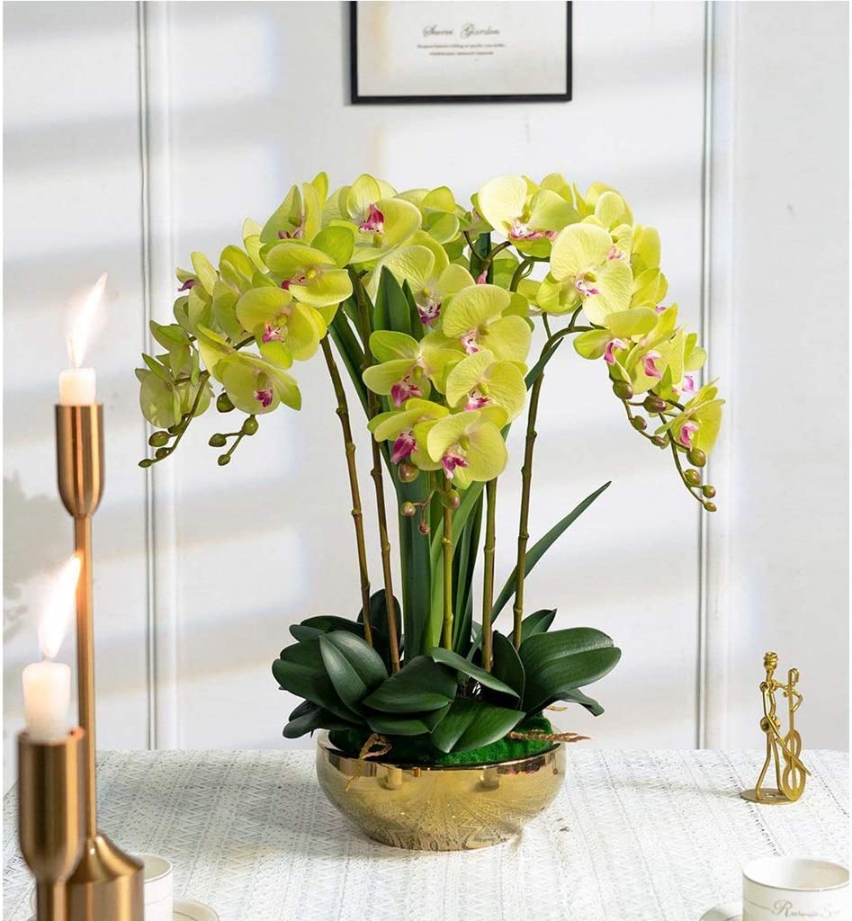 Orchidee Artificiali, 8 Teste, Fiori di Phalaenopsis Artificiali, Orchidee in Vaso, Piante Artificiali, Orchidee finte, Fiori Artificiali Classici, Aspetto Naturale